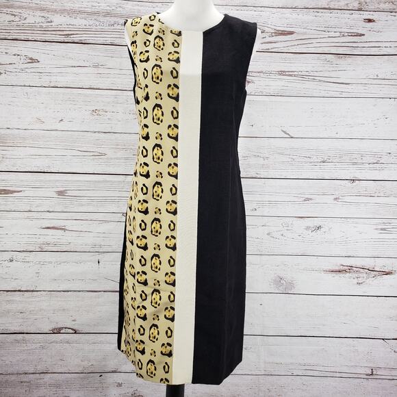 Giambattista Valli Paris Women's Linen Silk Color Block Sheath Dress Size 44 - Picture 2 of 13